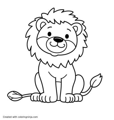 A coloring page of lion in a safari