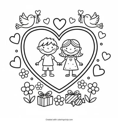 A coloring page of love san valentines
