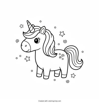 A coloring page of a magical unicorn
