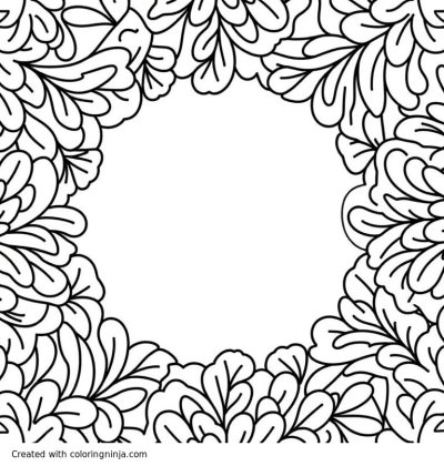 A coloring page of mandala flowers and plants