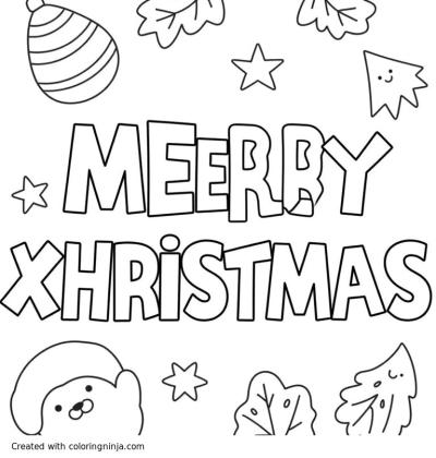 A coloring page of MERRY XMAS