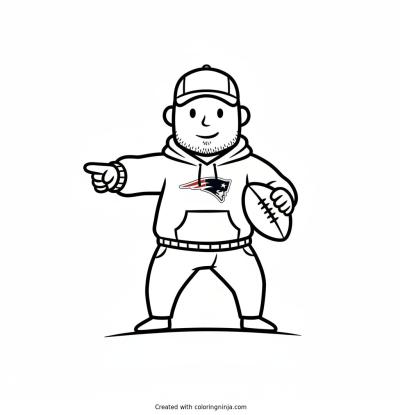 A coloring page of Mike Vrabel coach of the New England Patriots 