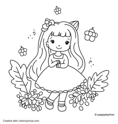 A coloring page of miss delight from poppy playtime