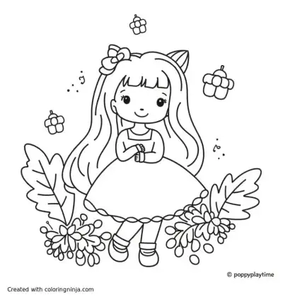 A coloring page of miss delight from poppy playtime