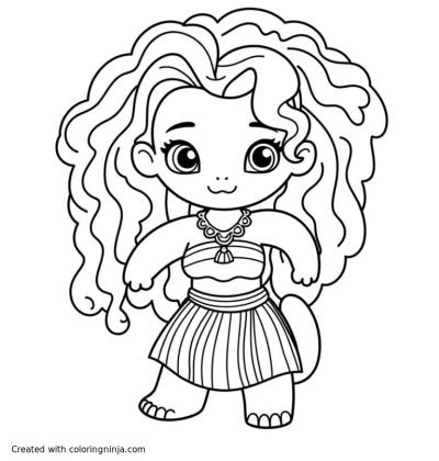 A coloring page of moana