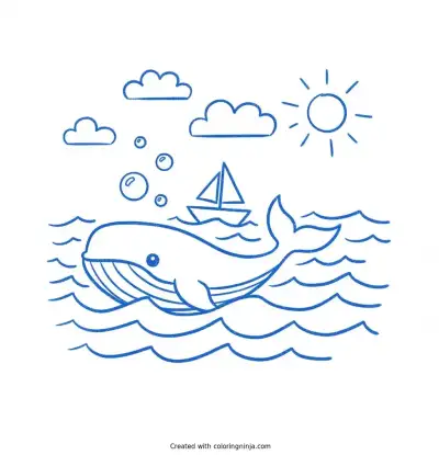 A coloring page of mostly blue
