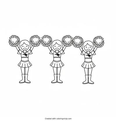 A coloring page of new england patriot cheerleaders
