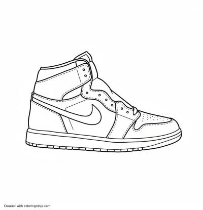 A coloring page of Nike air jordan sneakers
