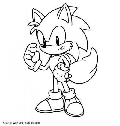 A coloring page of Nine the fox from Sonic Prime