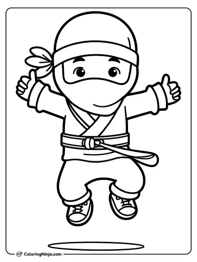 A Ninja Head Jumping Coloring Page