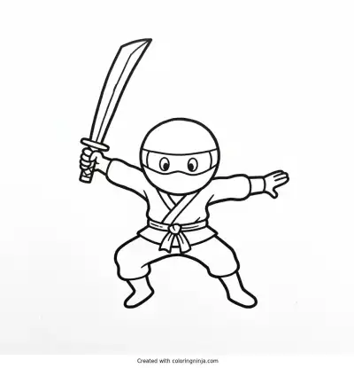 A coloring page of ninja warrior