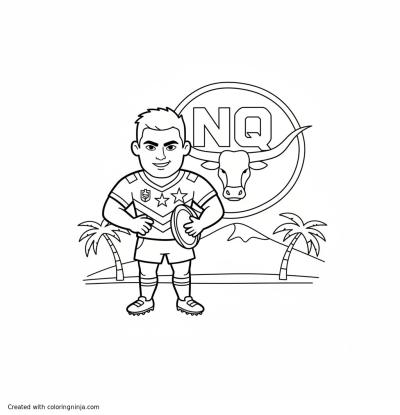 A coloring page of North queensland cowboys