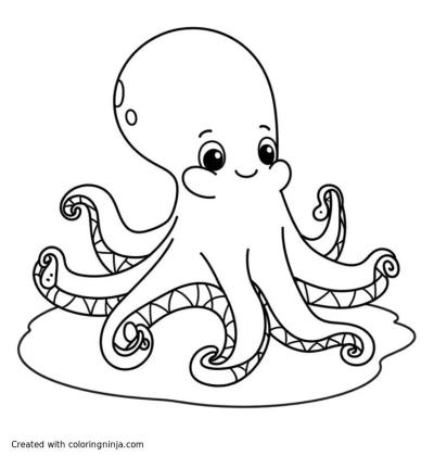 A coloring page of octopus