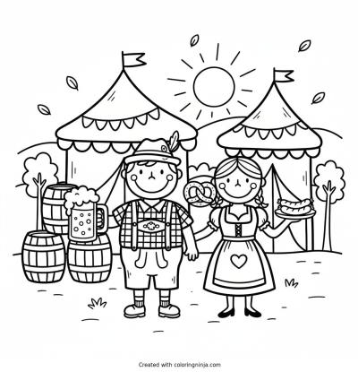 A coloring page of oktoberfest
