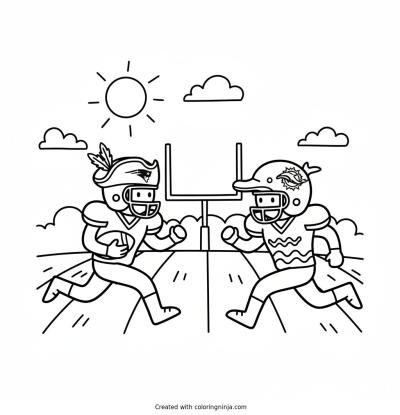 A coloring page of Patriots v.s. Dolphins