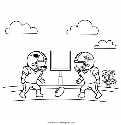 A coloring page of Patriots v.s. Dolphins