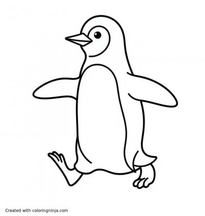 A coloring page of The penguin walking
