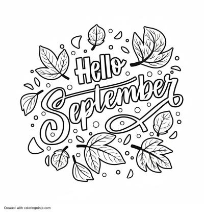 A coloring page of "Autumn Leaves and Wreath Coloring Page"