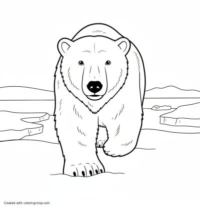 A coloring page of Polar Bear Stomping in the Snow
