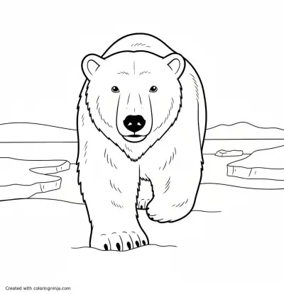 A coloring page of Polar Bear Stomping in the Snow