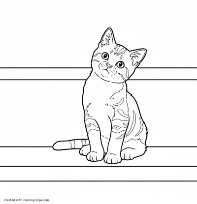 A coloring page of Whimsical Cat on a Shelf