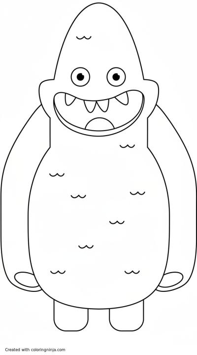 A coloring page of Fun Green Monster Coloring Page