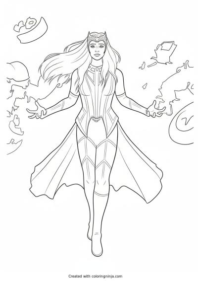 A coloring page of Red-skinned warrior with glowing hands