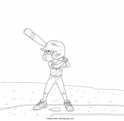 A coloring page of Baseball player in a batting stance