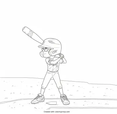 A coloring page of Baseball player in a batting stance