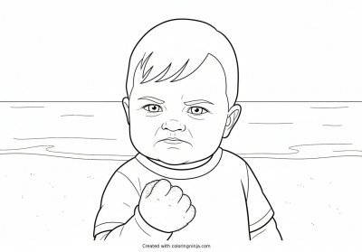 A coloring page of Success baby meme coloring page