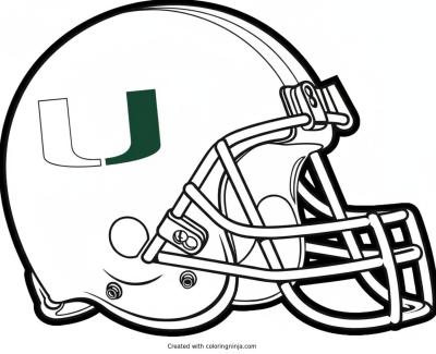 A coloring page of Miami Hurricanes helmet