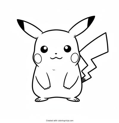 A coloring page of pikachu