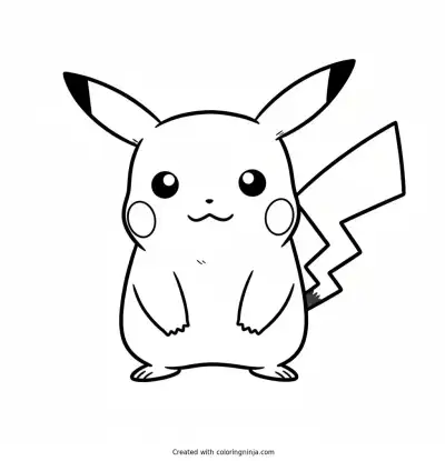 A coloring page of pikachu
