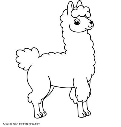A coloring page of playful llama