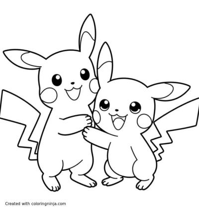 A coloring page of pokemon friends