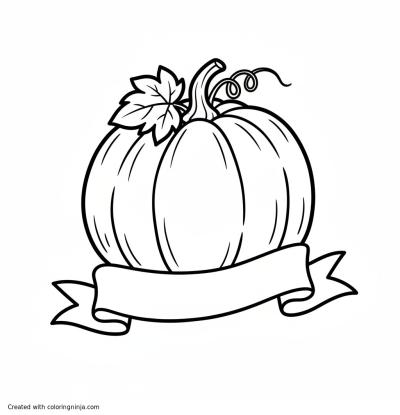 A coloring page of Pumpkin with banner
