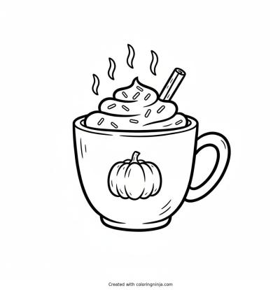 A coloring page of pumpkin spice latte