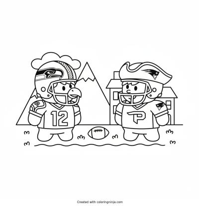 A coloring page of Seattle Seahawks vs patriots
