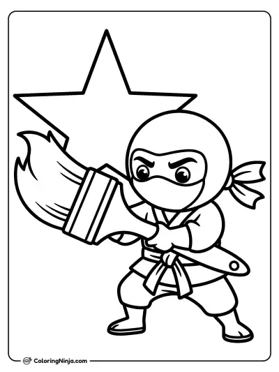 Ninja Painter Star Coloring Page