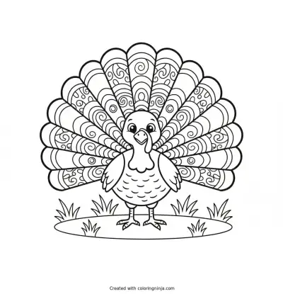 Friendly Meadow Turkey Coloring Page