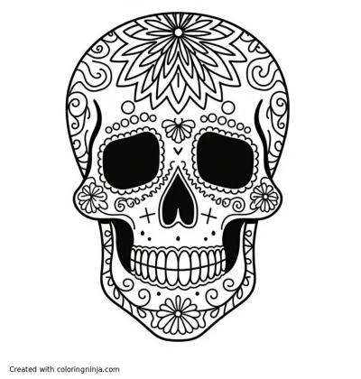 A coloring page of skulls mandala
