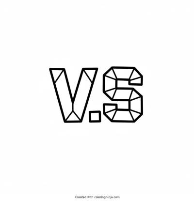 A coloring page of Small V.S symbol in blocky letters