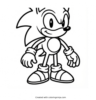 A coloring page of sonic the hedgehog