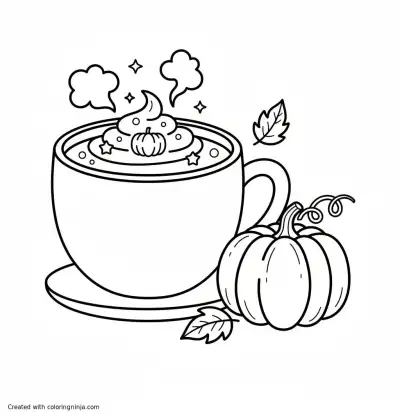 A coloring page of Pumpkin spice cafe latte