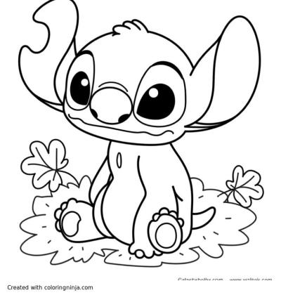 A coloring page of stitch