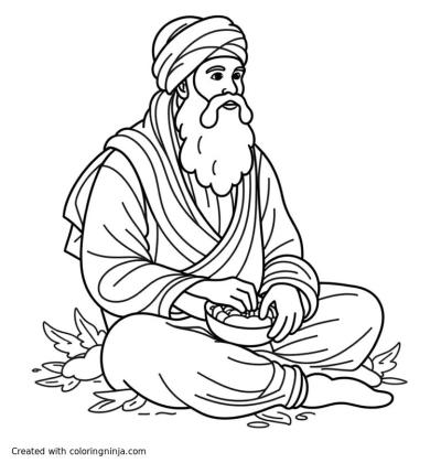 A coloring page of sufi mystic poetry rumi
