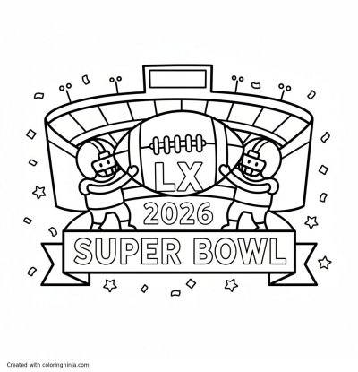 A coloring page of super bowl LX 2026