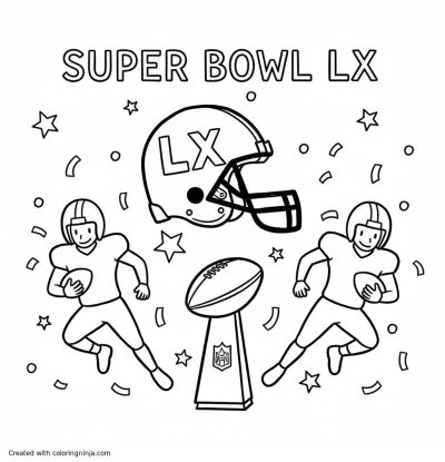 A coloring page of "super bowl LX"