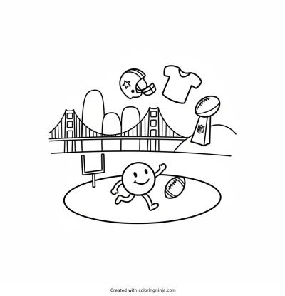 A coloring page of super bowl San Francisco