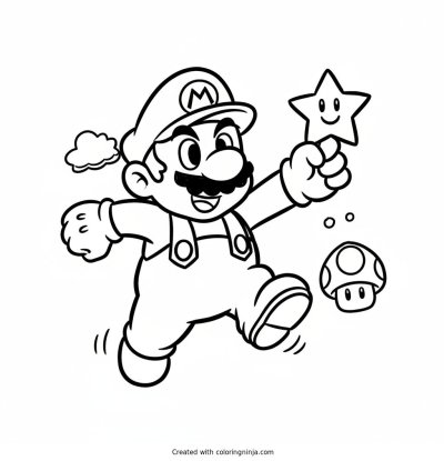 A coloring page of super mario